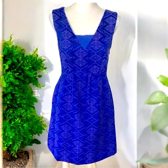 Anthropologie Maeve Dress Size 2 Gorgeous Ink Blue With Purple ❤️ - Picture 3 of 13